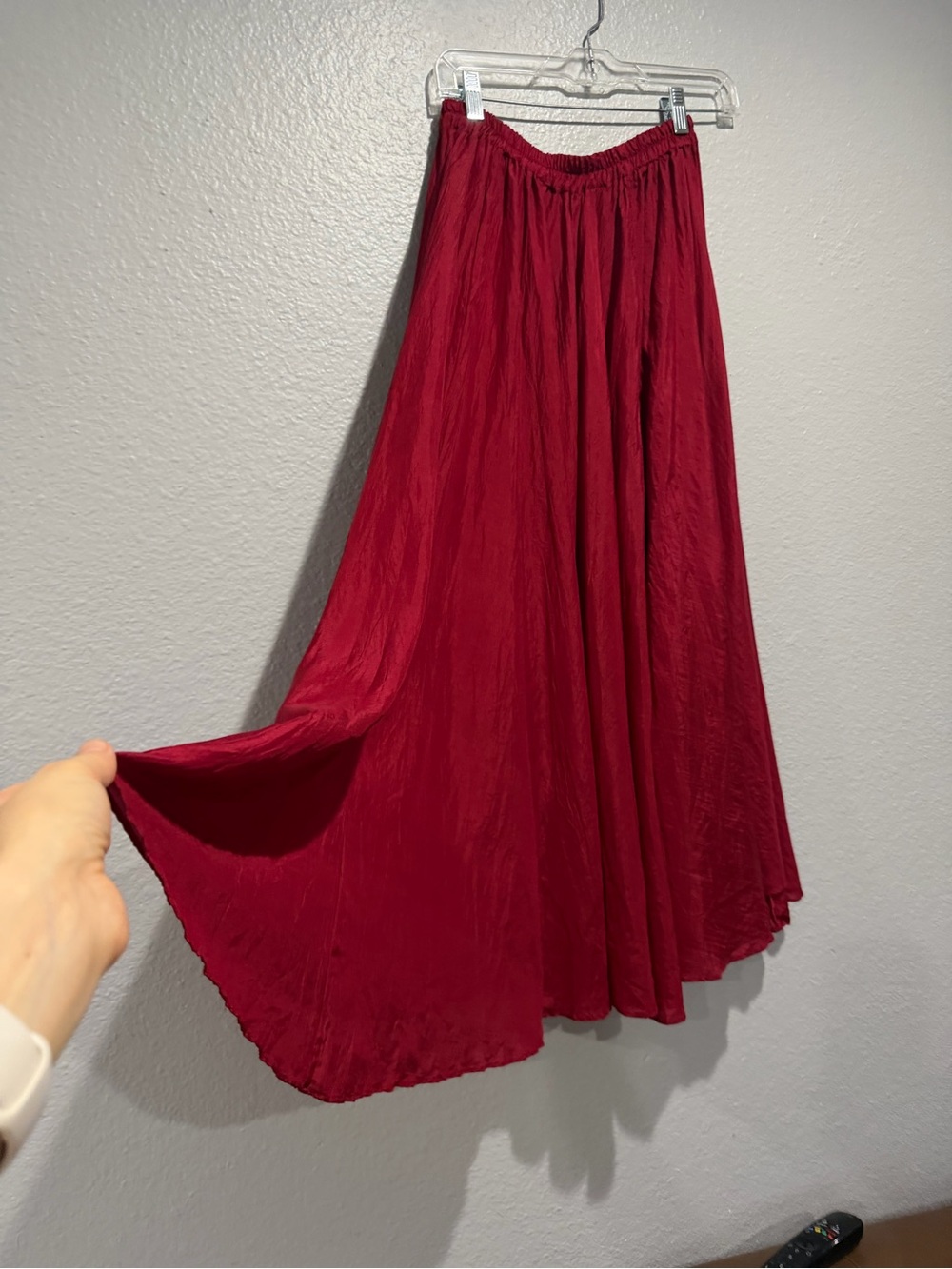 Savannah 100% Silk Flowy Maxi Skirt | Size L | Rich Raspberry Red